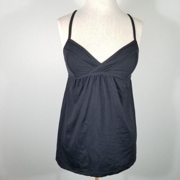 Lululemon Black Rehearsal Balletcore Faux Wrap Bust Baby Doll Y2K Tank Size 8 - Picture 1 of 12